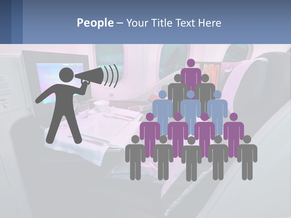 An Airplane Seat With A Table And Wine Glasses On It PowerPoint Template