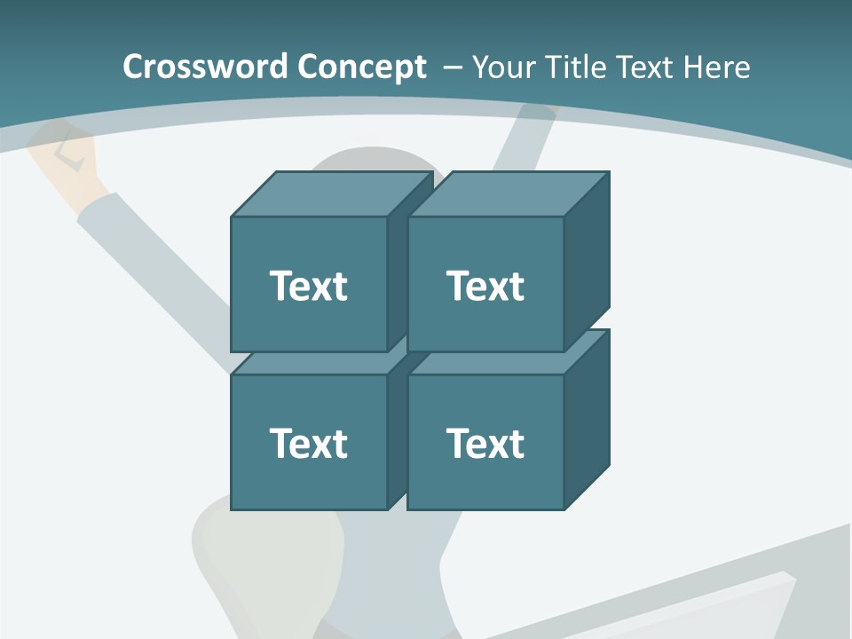 A Woman Sitting At A Desk With Her Arms In The Air PowerPoint Template