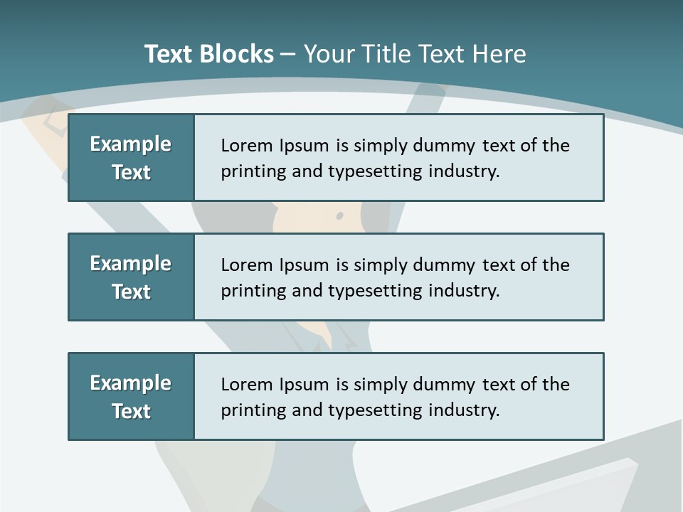 A Woman Sitting At A Desk With Her Arms In The Air PowerPoint Template