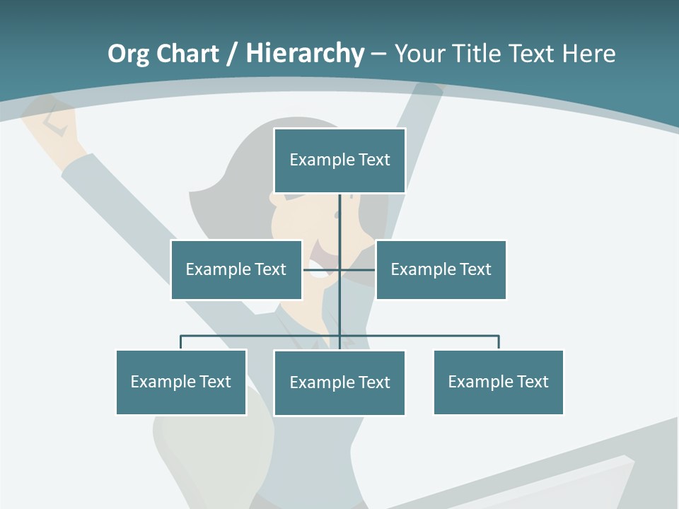 A Woman Sitting At A Desk With Her Arms In The Air PowerPoint Template