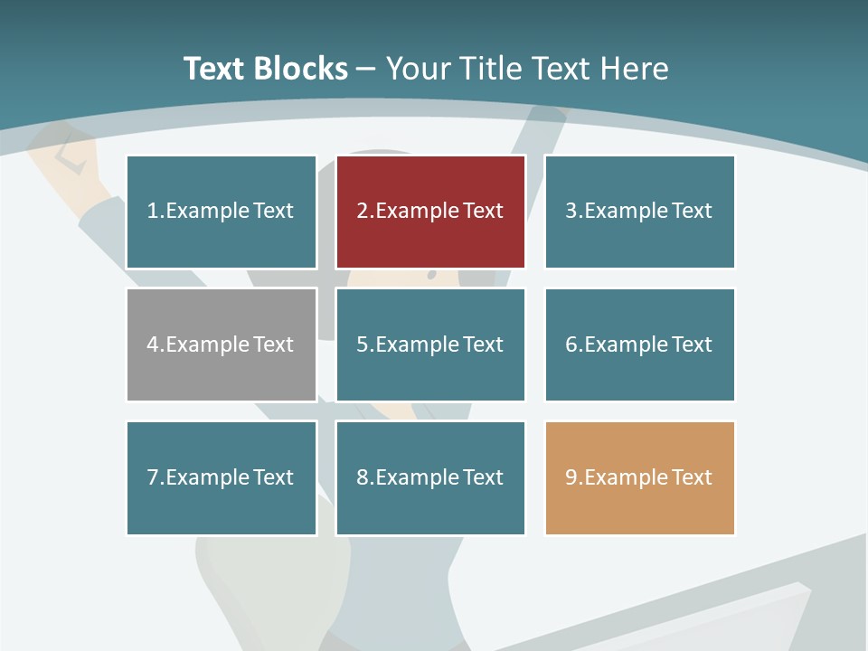 A Woman Sitting At A Desk With Her Arms In The Air PowerPoint Template