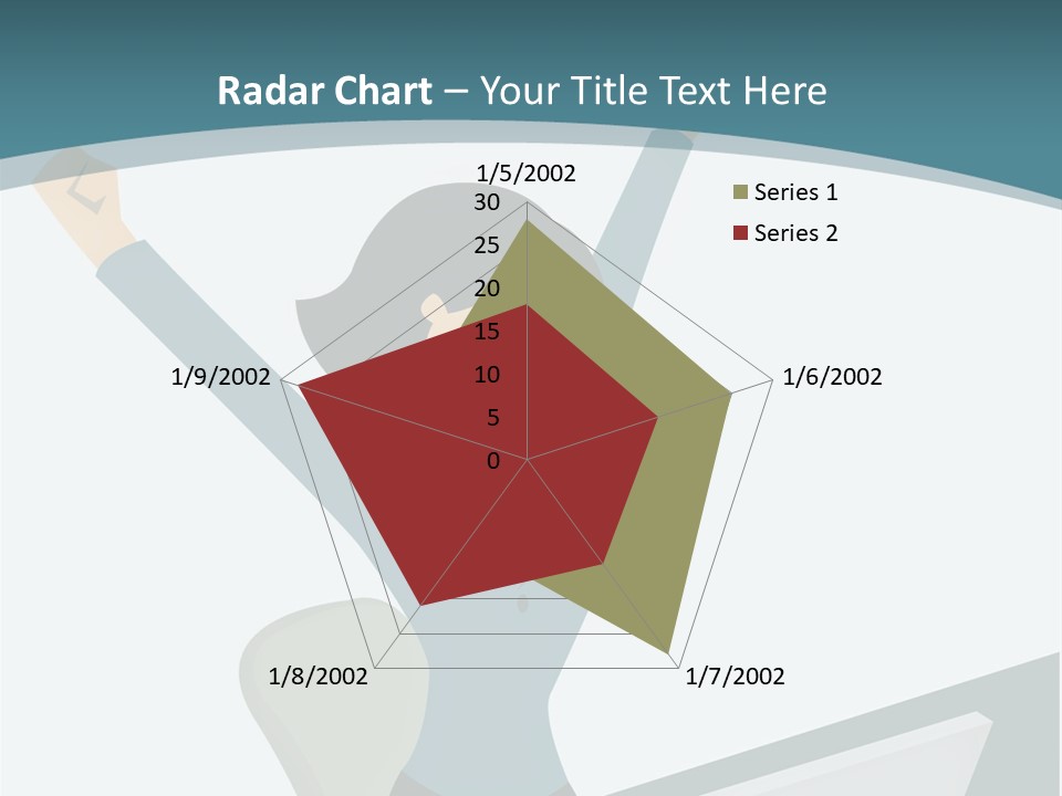 A Woman Sitting At A Desk With Her Arms In The Air PowerPoint Template