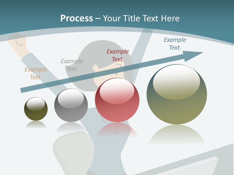 A Woman Sitting At A Desk With Her Arms In The Air PowerPoint Template