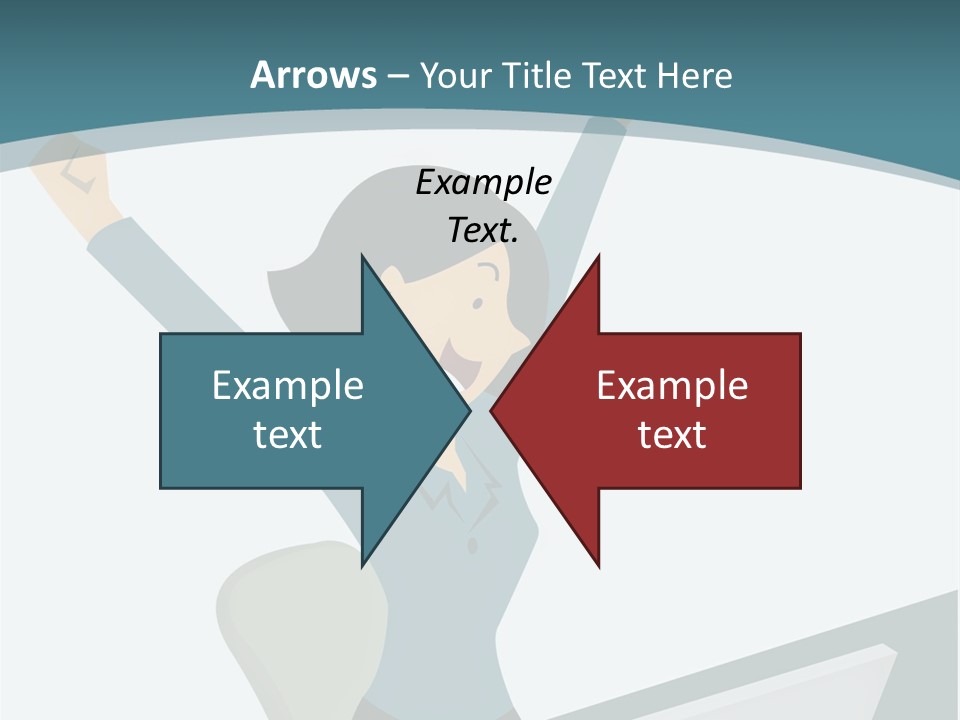 A Woman Sitting At A Desk With Her Arms In The Air PowerPoint Template