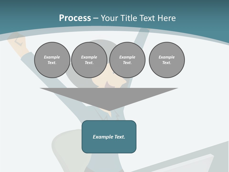 A Woman Sitting At A Desk With Her Arms In The Air PowerPoint Template