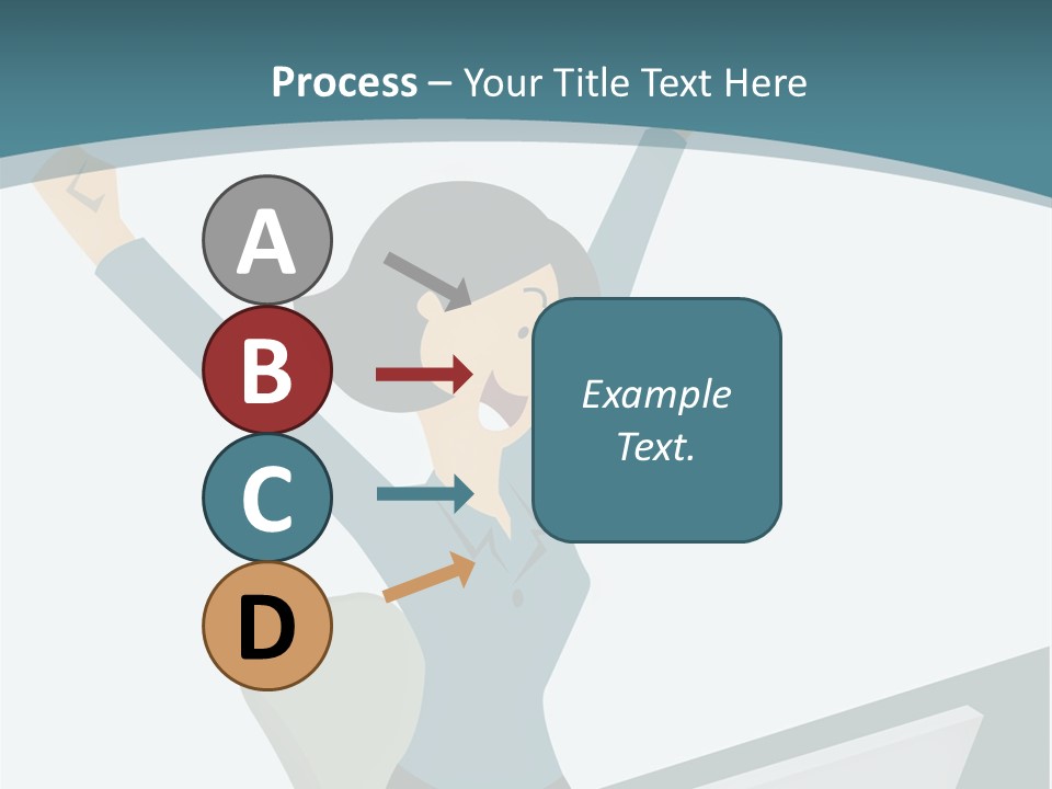 A Woman Sitting At A Desk With Her Arms In The Air PowerPoint Template