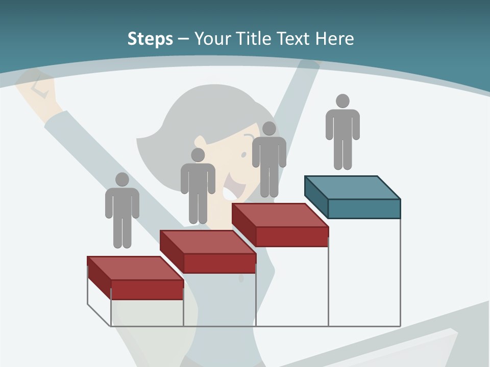 A Woman Sitting At A Desk With Her Arms In The Air PowerPoint Template