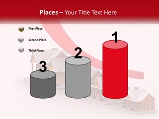 A Row Of Houses With A Red Arrow Going Up PowerPoint Template