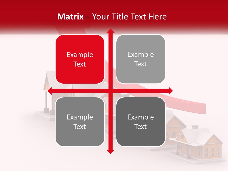 A Row Of Houses With A Red Arrow Going Up PowerPoint Template