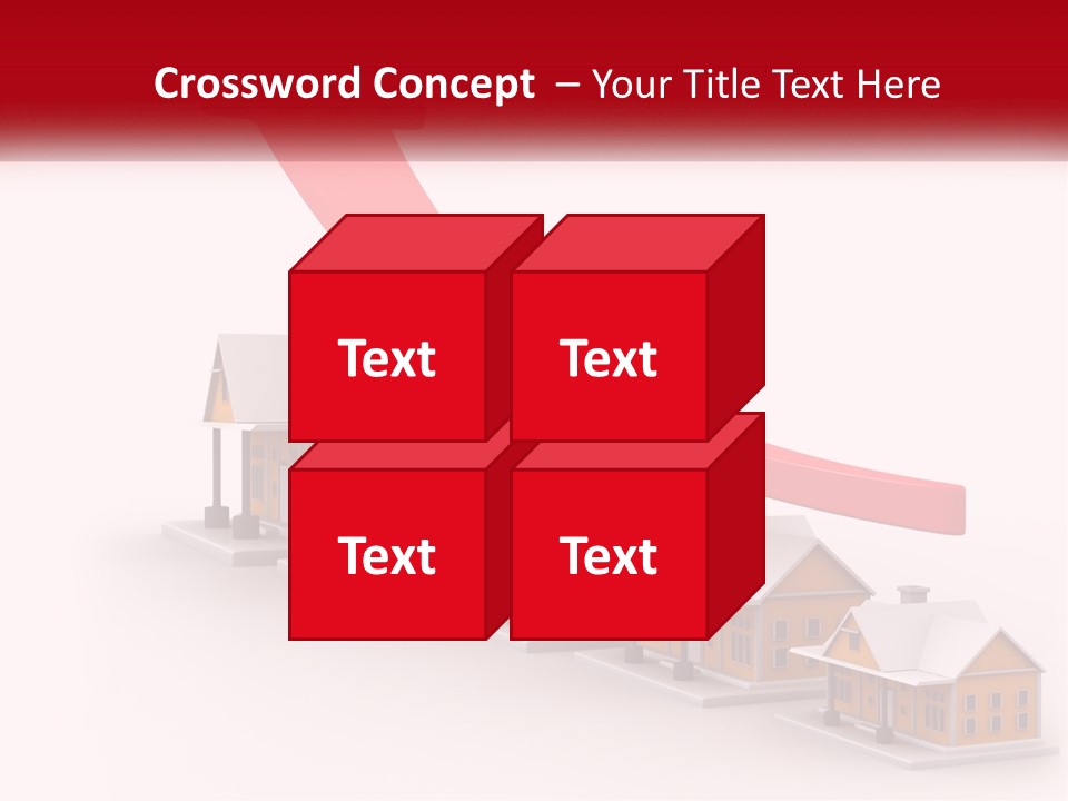 A Row Of Houses With A Red Arrow Going Up PowerPoint Template