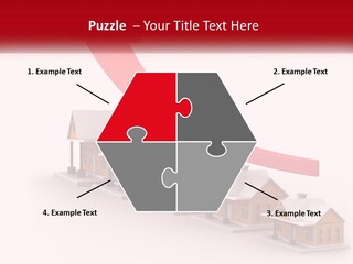 A Row Of Houses With A Red Arrow Going Up PowerPoint Template