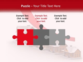 A Row Of Houses With A Red Arrow Going Up PowerPoint Template
