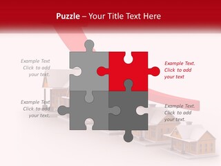 A Row Of Houses With A Red Arrow Going Up PowerPoint Template