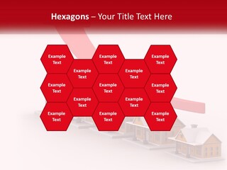 A Row Of Houses With A Red Arrow Going Up PowerPoint Template