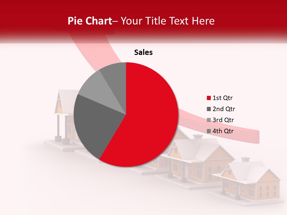 A Row Of Houses With A Red Arrow Going Up PowerPoint Template