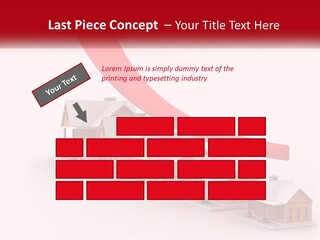 A Row Of Houses With A Red Arrow Going Up PowerPoint Template