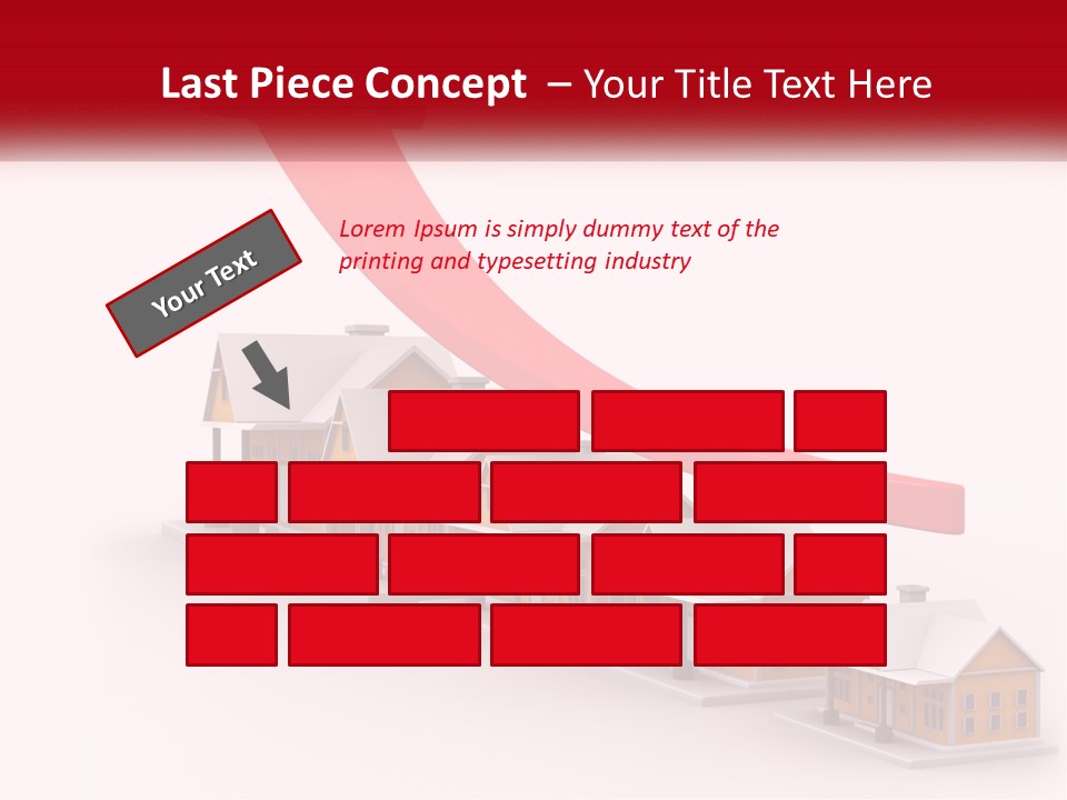 A Row Of Houses With A Red Arrow Going Up PowerPoint Template