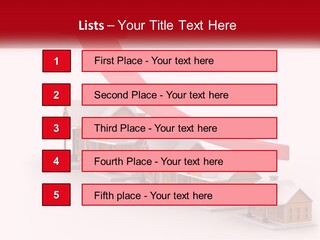 A Row Of Houses With A Red Arrow Going Up PowerPoint Template