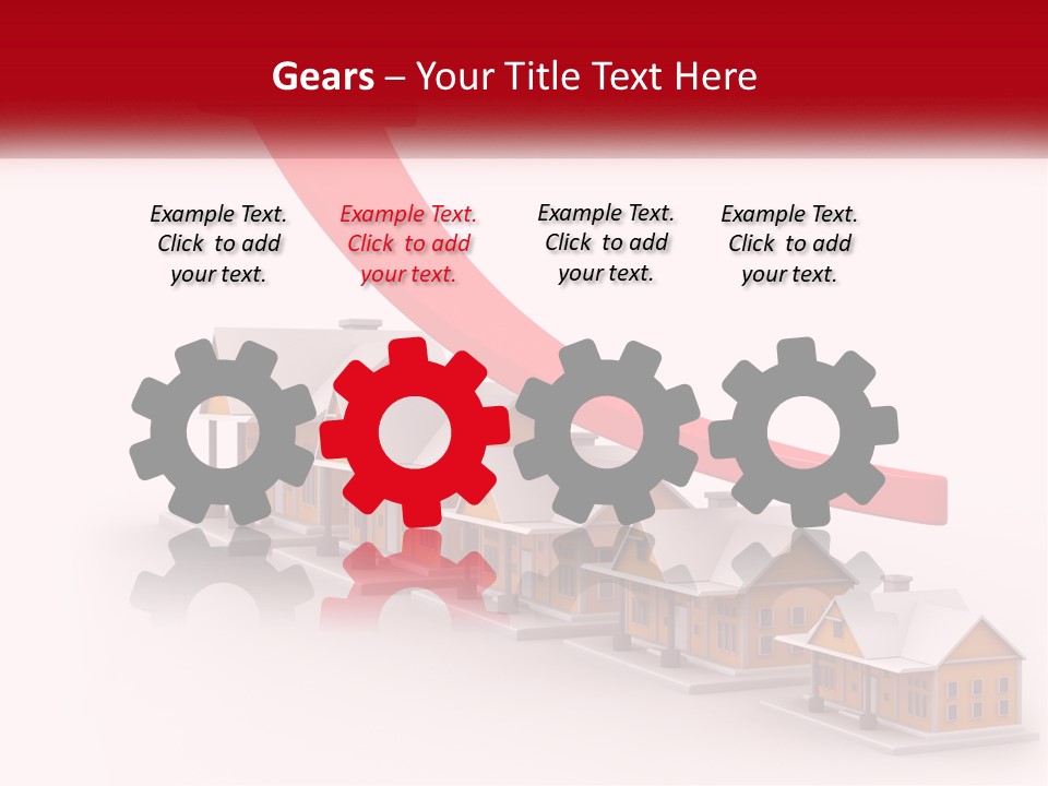 A Row Of Houses With A Red Arrow Going Up PowerPoint Template
