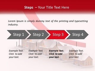 A Row Of Houses With A Red Arrow Going Up PowerPoint Template