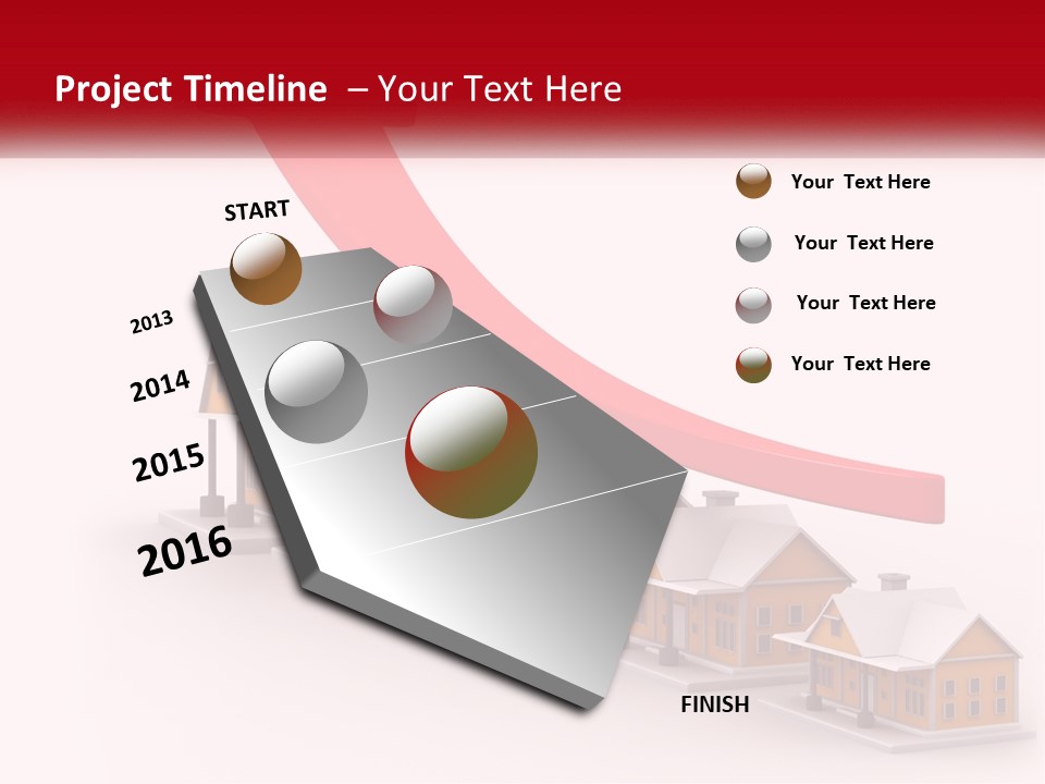A Row Of Houses With A Red Arrow Going Up PowerPoint Template