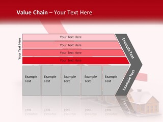 A Row Of Houses With A Red Arrow Going Up PowerPoint Template