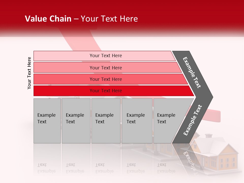 A Row Of Houses With A Red Arrow Going Up PowerPoint Template