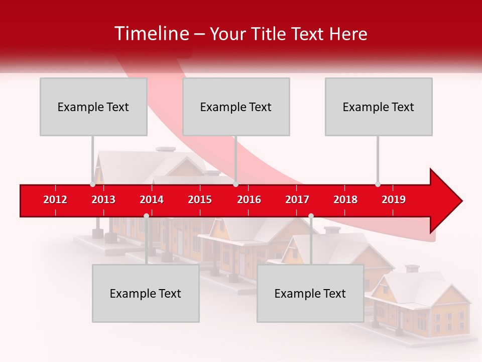 A Row Of Houses With A Red Arrow Going Up PowerPoint Template