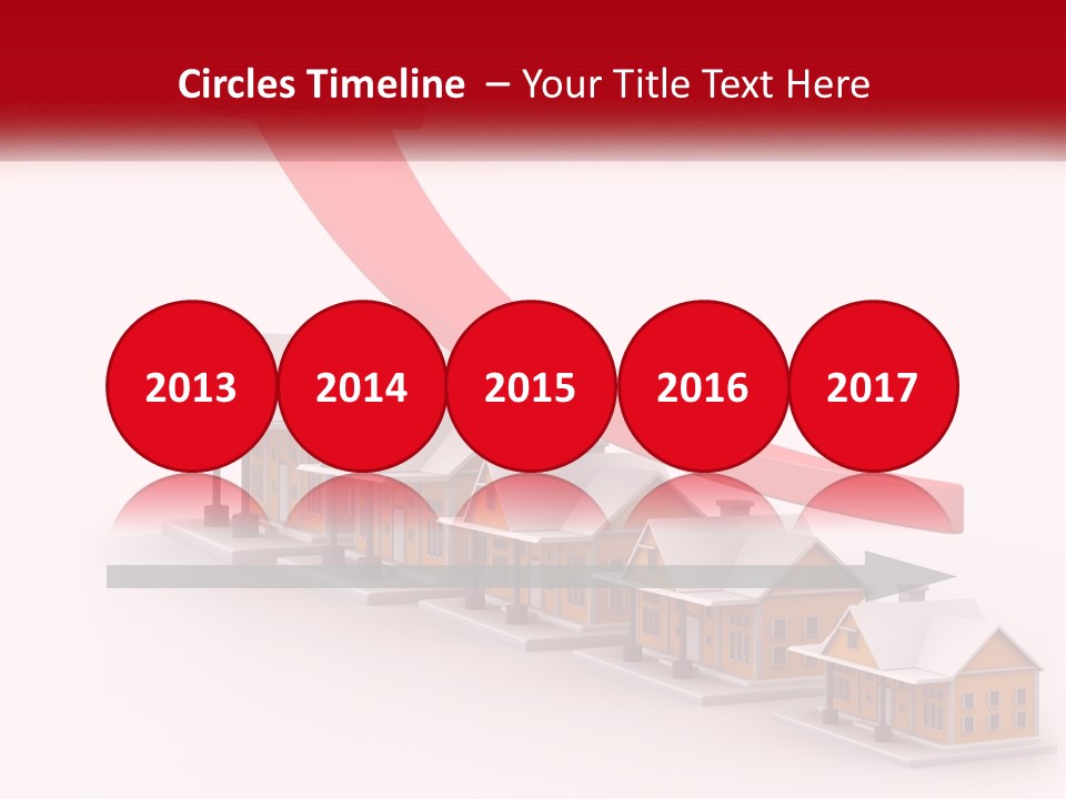 A Row Of Houses With A Red Arrow Going Up PowerPoint Template