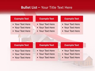 A Row Of Houses With A Red Arrow Going Up PowerPoint Template