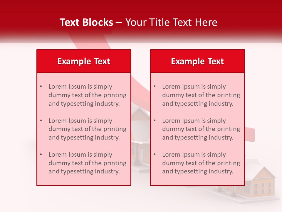 A Row Of Houses With A Red Arrow Going Up PowerPoint Template