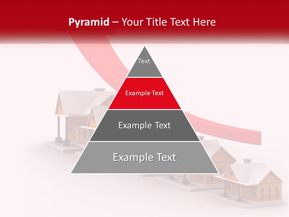 A Row Of Houses With A Red Arrow Going Up PowerPoint Template