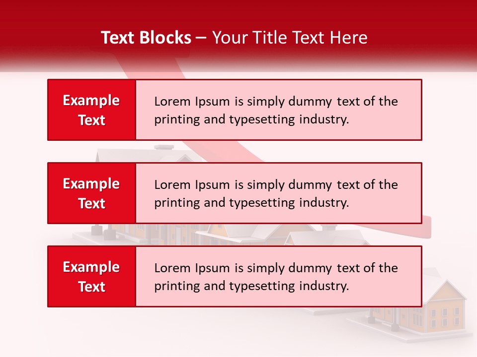 A Row Of Houses With A Red Arrow Going Up PowerPoint Template