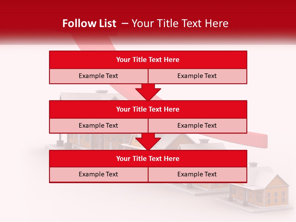 A Row Of Houses With A Red Arrow Going Up PowerPoint Template