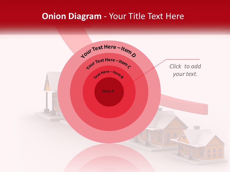 A Row Of Houses With A Red Arrow Going Up PowerPoint Template