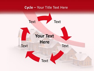 A Row Of Houses With A Red Arrow Going Up PowerPoint Template