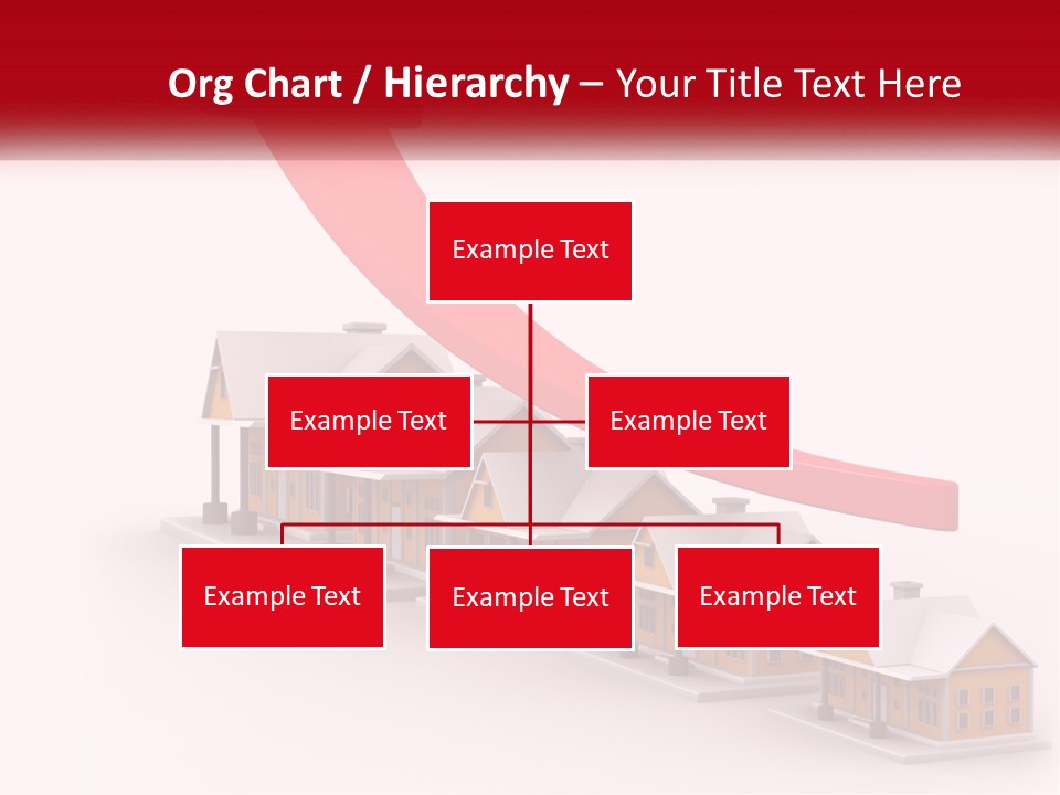 A Row Of Houses With A Red Arrow Going Up PowerPoint Template