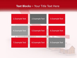 A Row Of Houses With A Red Arrow Going Up PowerPoint Template