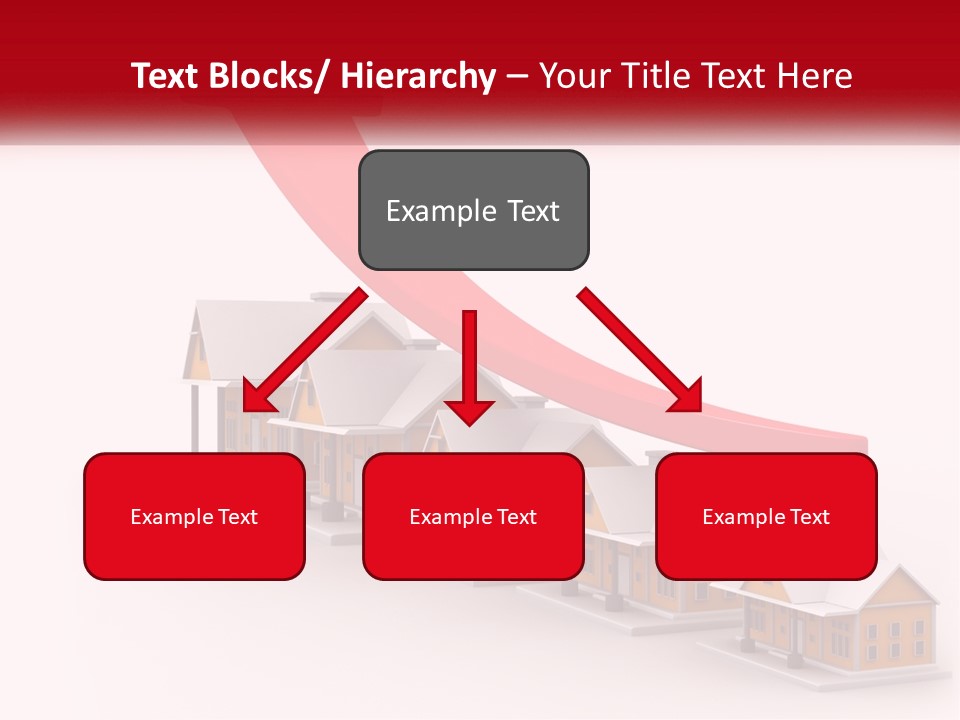 A Row Of Houses With A Red Arrow Going Up PowerPoint Template