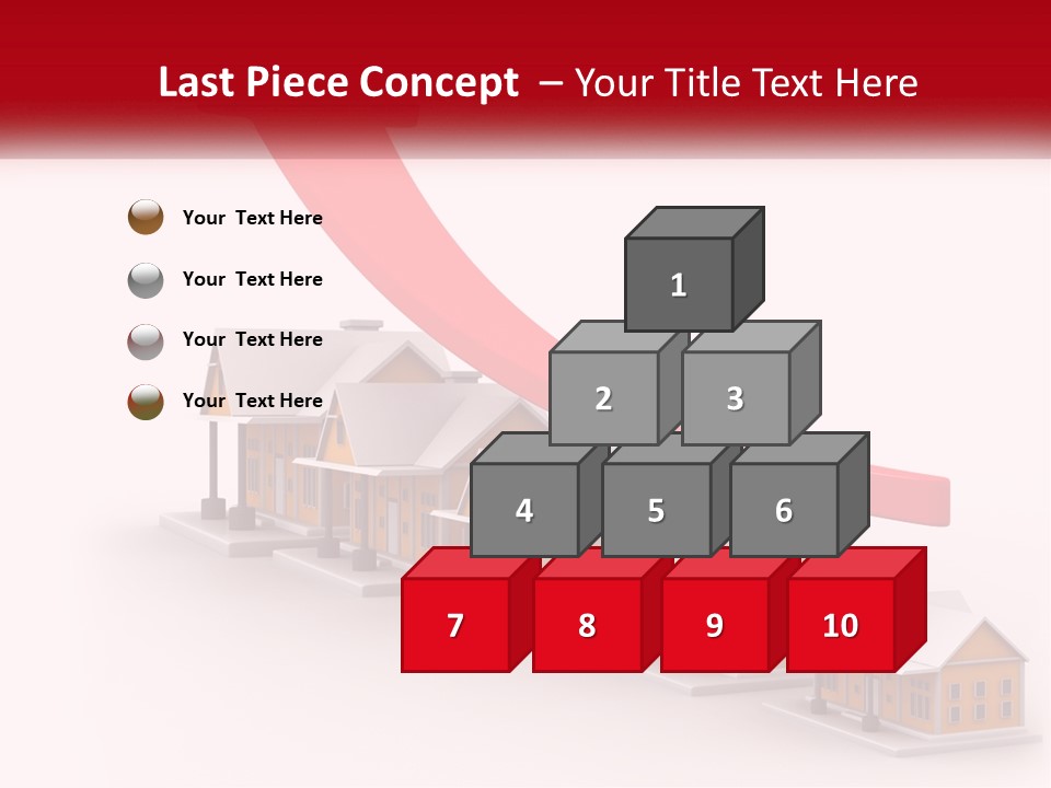 A Row Of Houses With A Red Arrow Going Up PowerPoint Template