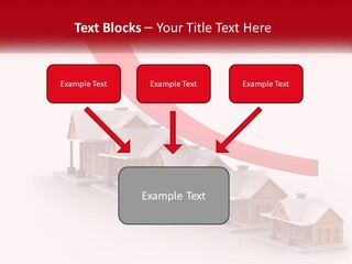 A Row Of Houses With A Red Arrow Going Up PowerPoint Template