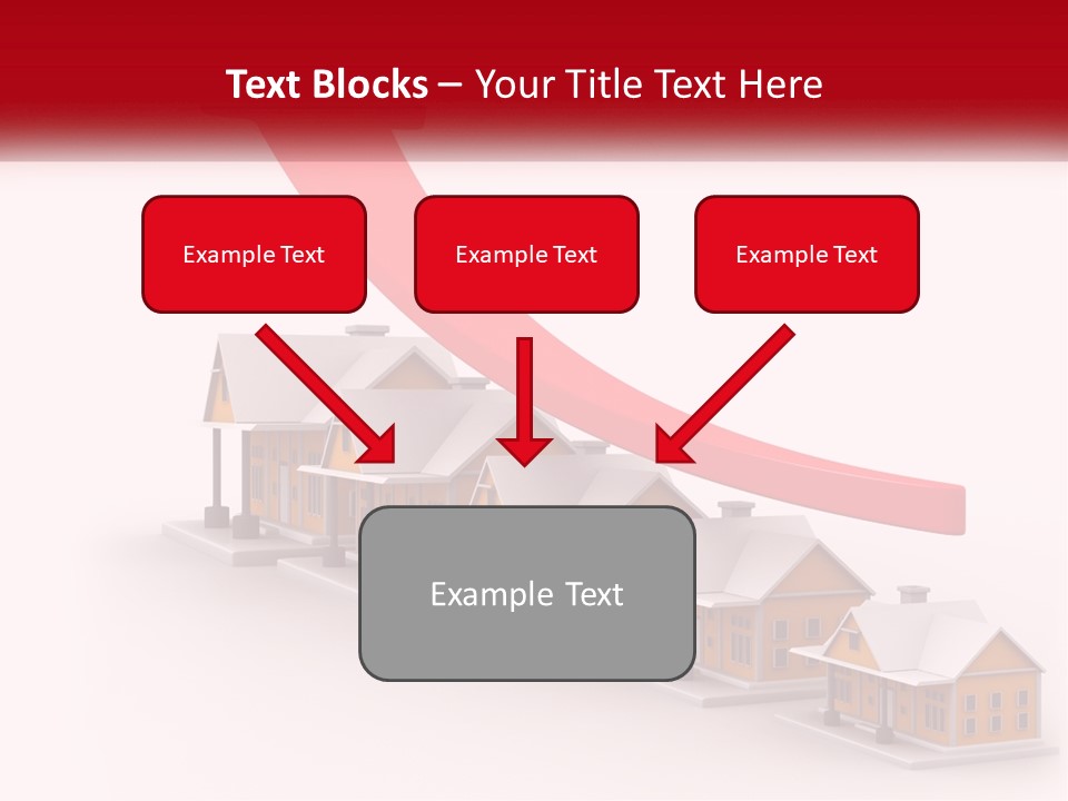 A Row Of Houses With A Red Arrow Going Up PowerPoint Template