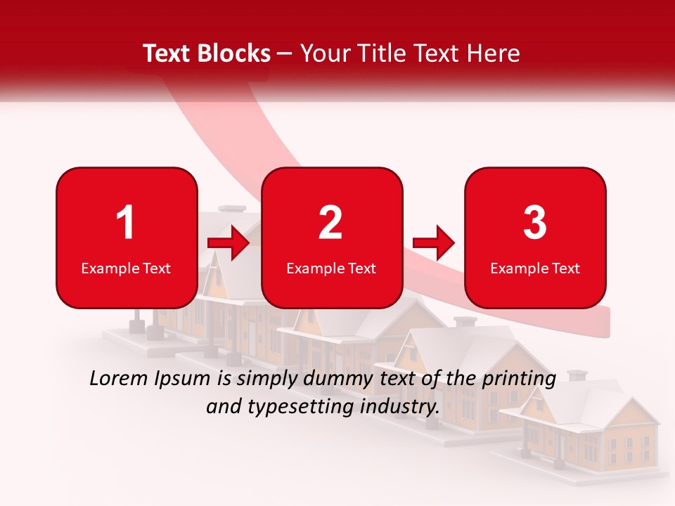 A Row Of Houses With A Red Arrow Going Up PowerPoint Template