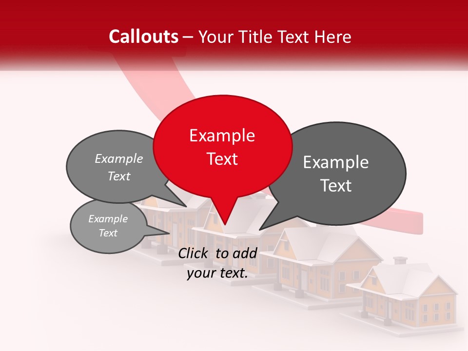 A Row Of Houses With A Red Arrow Going Up PowerPoint Template