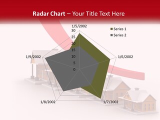 A Row Of Houses With A Red Arrow Going Up PowerPoint Template