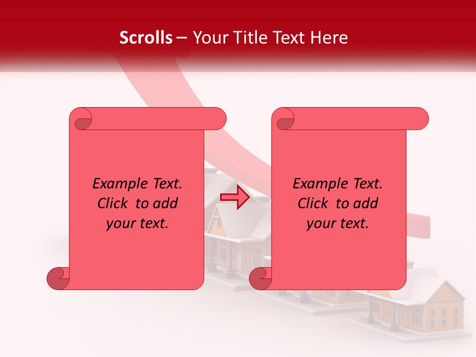 A Row Of Houses With A Red Arrow Going Up PowerPoint Template