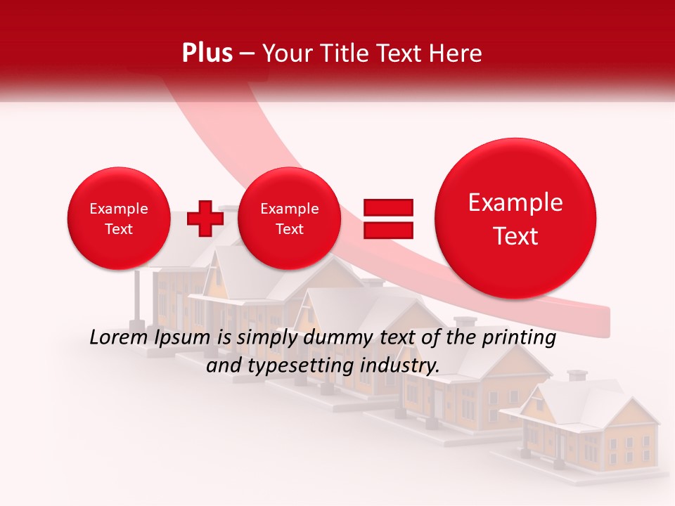 A Row Of Houses With A Red Arrow Going Up PowerPoint Template