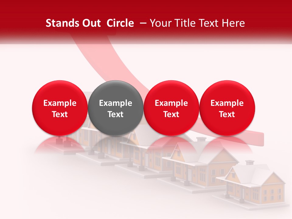A Row Of Houses With A Red Arrow Going Up PowerPoint Template