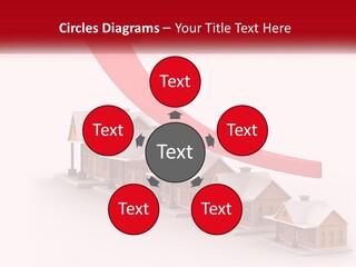 A Row Of Houses With A Red Arrow Going Up PowerPoint Template