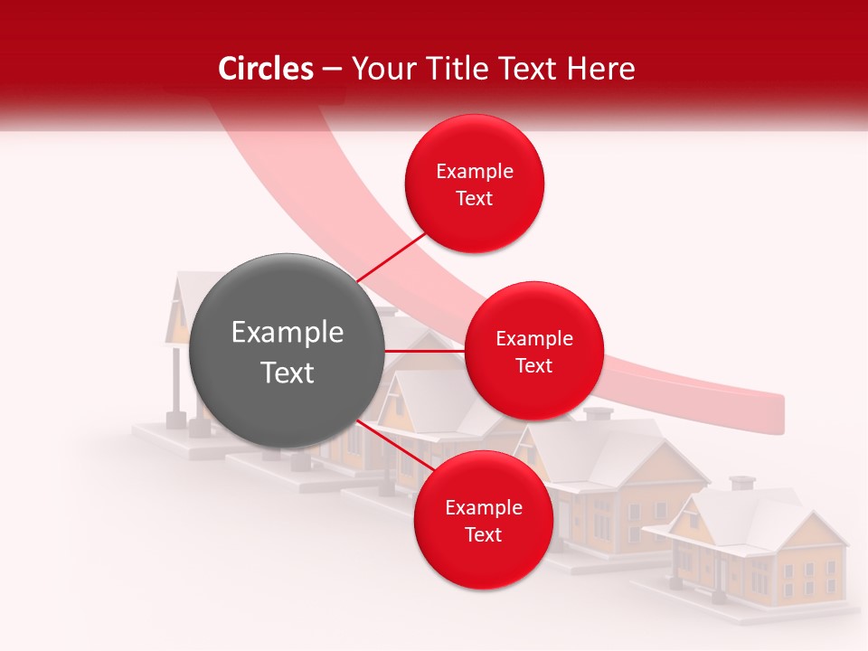 A Row Of Houses With A Red Arrow Going Up PowerPoint Template